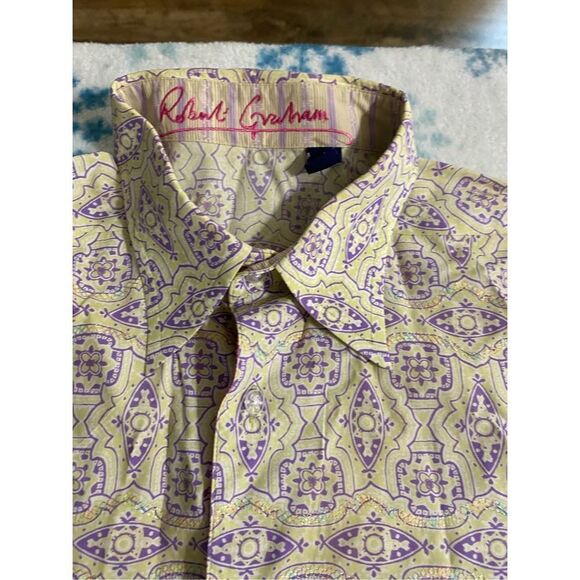 Robert Graham Knowledge Wisdom Truth Mens Short Sleeve Button Down Shirt  M - Picture 2 of 6